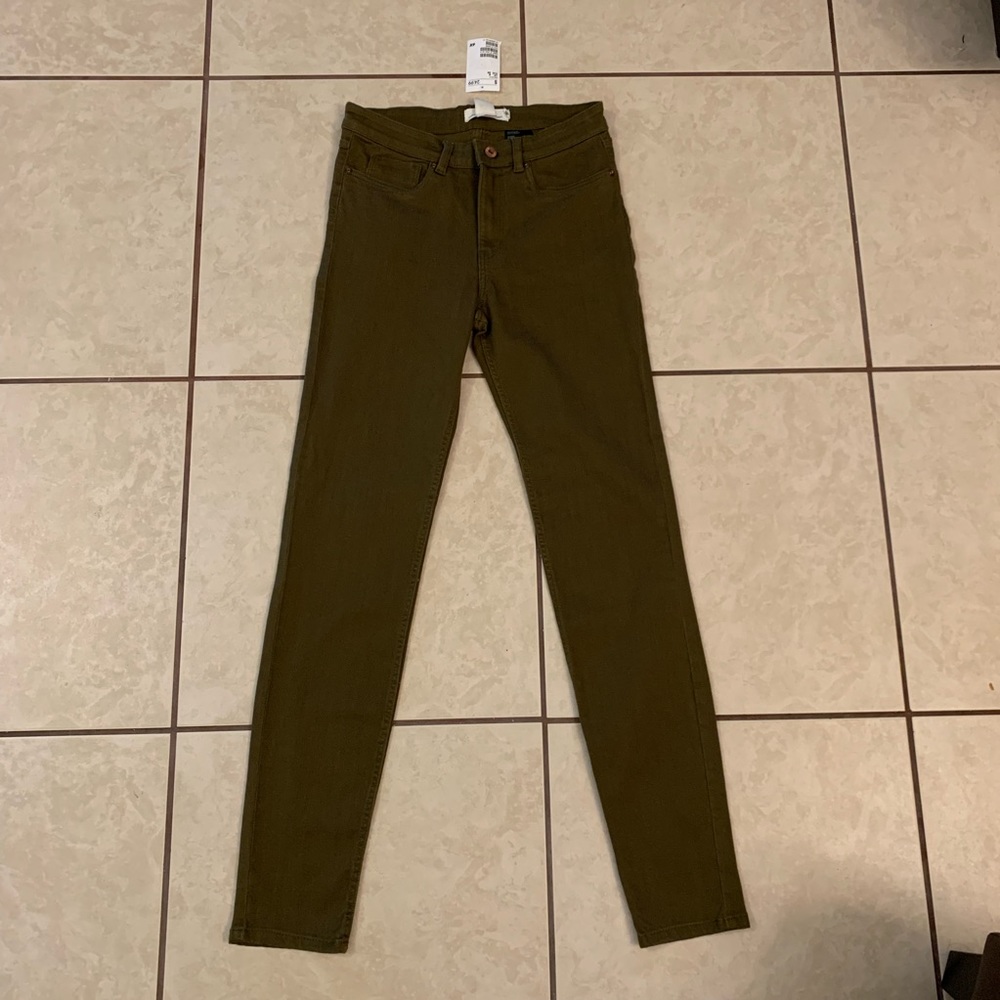 Olive green skinny pants